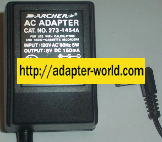 ARCHER 273-1454A AC DC ADAPTER 6V 150MA POWER SUPPLY